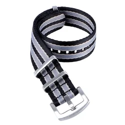 Colorful Nylon Canvas Sport Watch Band - Soft & Comfortable Replacement Strap - 22mm (Black khaki grey)