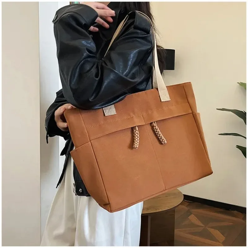 Oxford Single Handbag Shoulder Bag, Multi Zipper Pocket, Campus Student Tote School Bag, Casual Shopping Travel Work Women's Bag 4