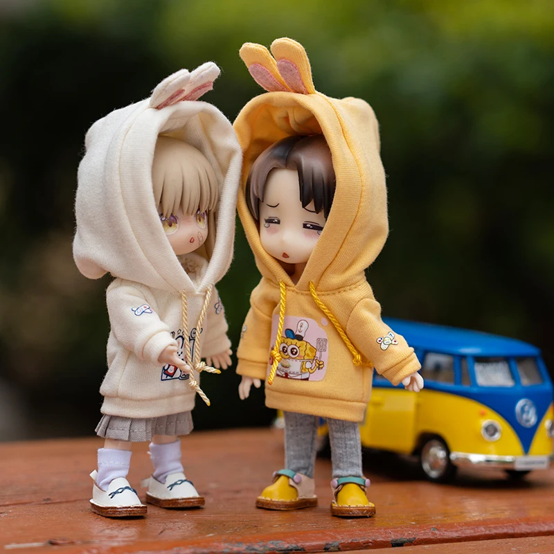 OB11 Doll Clothes Long Sleeved Sweater Cute Cartoon Pattern Rabbit Ear Hoodies For Obitsu11 Molly GSC YMY P9 Body 1/12bjd Dolls 2