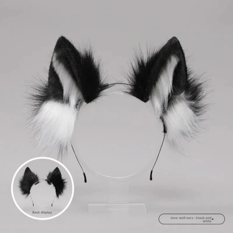 Wolf ear headband-black and white [concave-convex shape