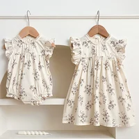 0-7Yrs Toddler Sister Dress Newborn Baby Girl Lace Romper Ruffle Sleeveless Jumpsuit Infant Onepiece Spring Summer Baby Clothes 1