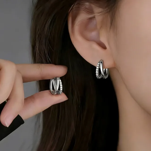 Boucles d'oreilles créoles vintage CZ pour femme, tendance, épaisses, rondes, pendantes, bijoux quotidiens scintillants, cadeau pour elle