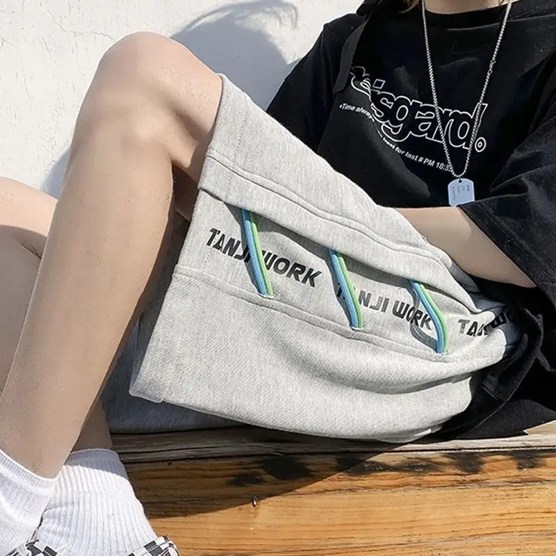 Ribbon Shorts High Street Men's American Basketball Sport Capris Summer Casual Pants Trend Label