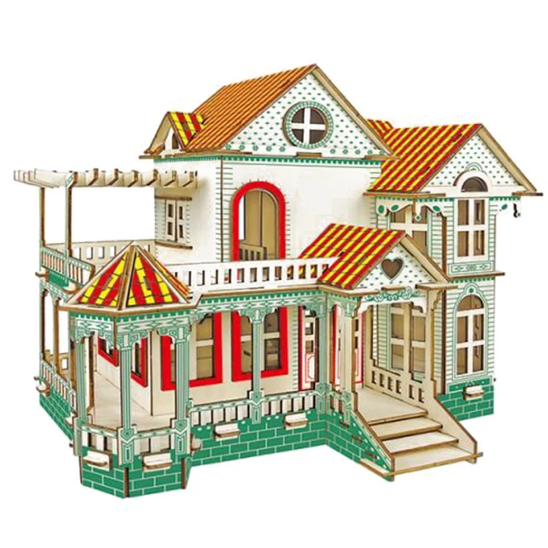 3D dřevěný hraček puzzle vila dr. house budova modelka lupenková pil a DIY psací stůl příslušenství domácí pokoj dekorace stůl dekorace pro děti děti