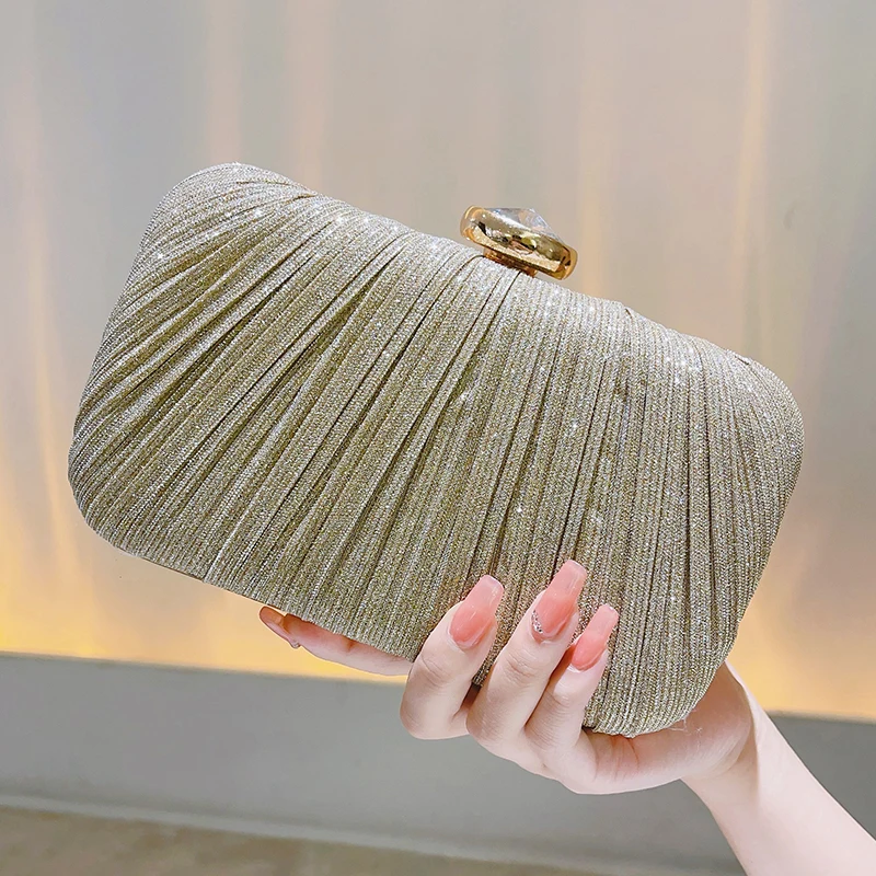 Pleated Gold Clutch Bag Chain Bag Formal Dinner Bag Sparkly Purse Engagement Wedding Dress Prom Party Potluck Bag - AliExpress 1524 Pleated Gold Clutch Bag Chain Bag Formal Dinner Bag Sparkly Purse Engagement Wedding Dress Prom Party Potluck Bag - AliExpress 1524