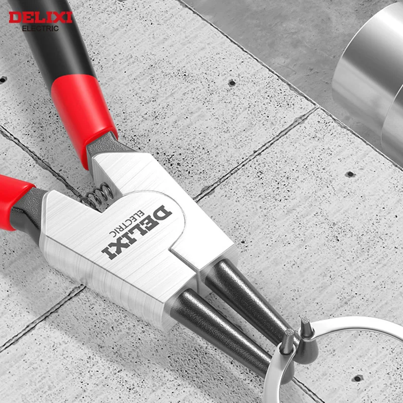DELIXI ELECTRIC 5-In Circlip Pliers,Needle nose Pliers，Retaining Ring Pliers，for Removing Installing Puller Locking Rings Shafts 4