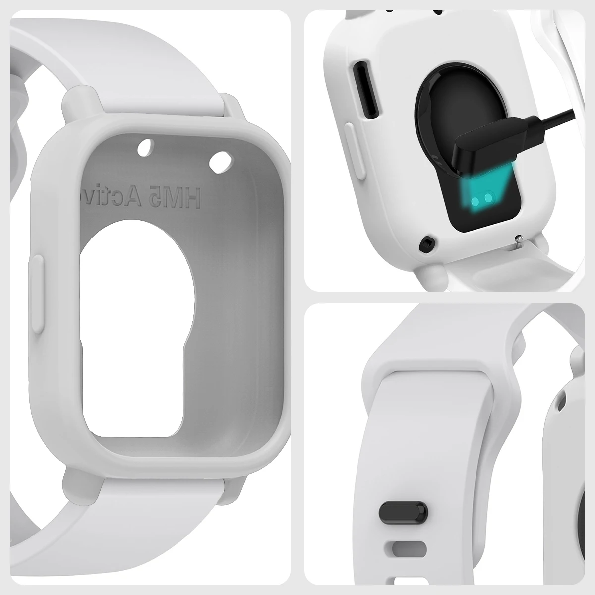 Silicone Strap and Protective Bumper for Smartwatch - Replacement Bracelet Belt
