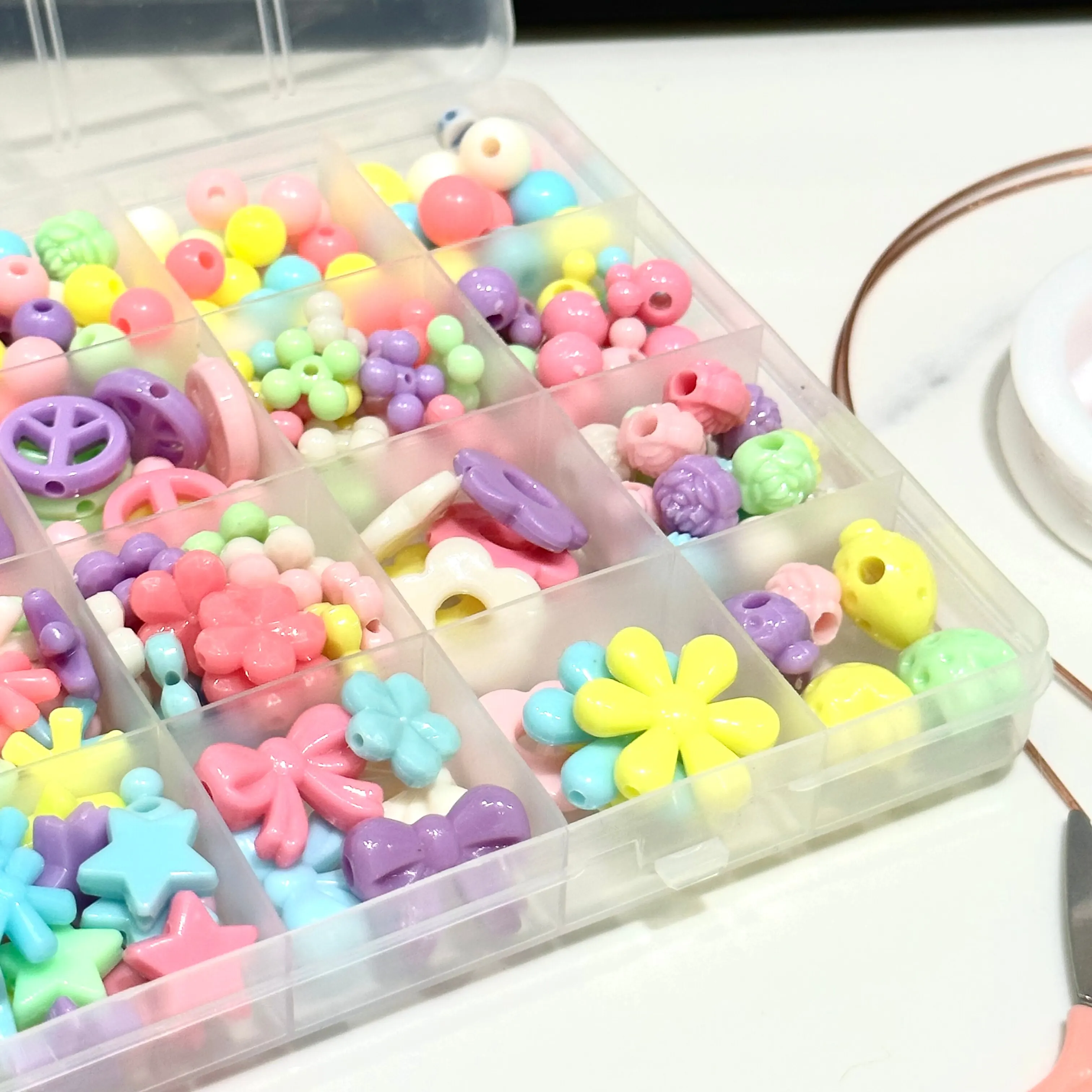 Beading Accessories Set 24 Grids Girls Makaron Color Cute Handmade DIY