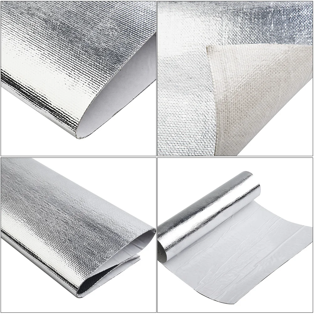 Car Exhaust Heat Shield Barrier Aluminum Fiberglass W/ Adhesive Layer 12 X 24inches Heat Wrap Tape Thermal Protection For Car heat insulation sleeve