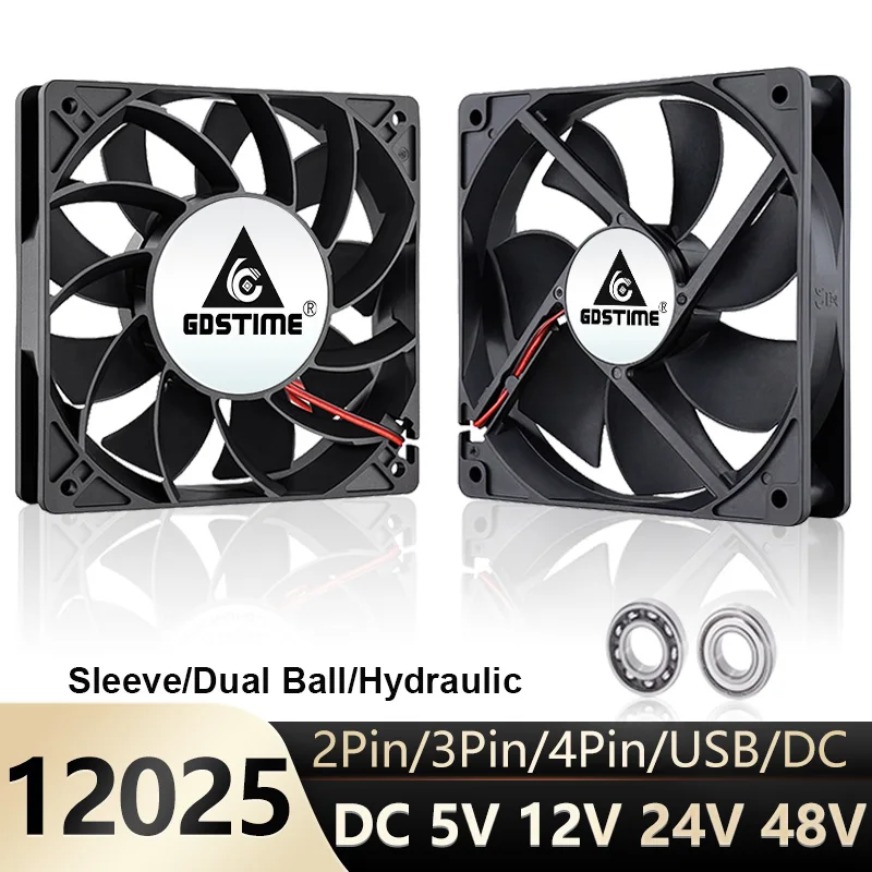 Gdstime 60mm High-Speed Cooling Fan - 12V, 23 CFM, 4500 RPM, 2-Pin, 60x60x25mm (2 Pieces) 3 thumbnail image