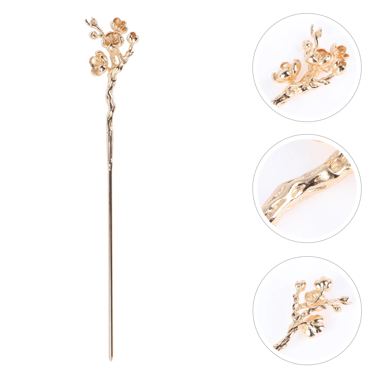 

vintage Bead Flower Hairpin Hair Buns Holder Metal Hair Sticks Hairpin Woman Headdress 17cm