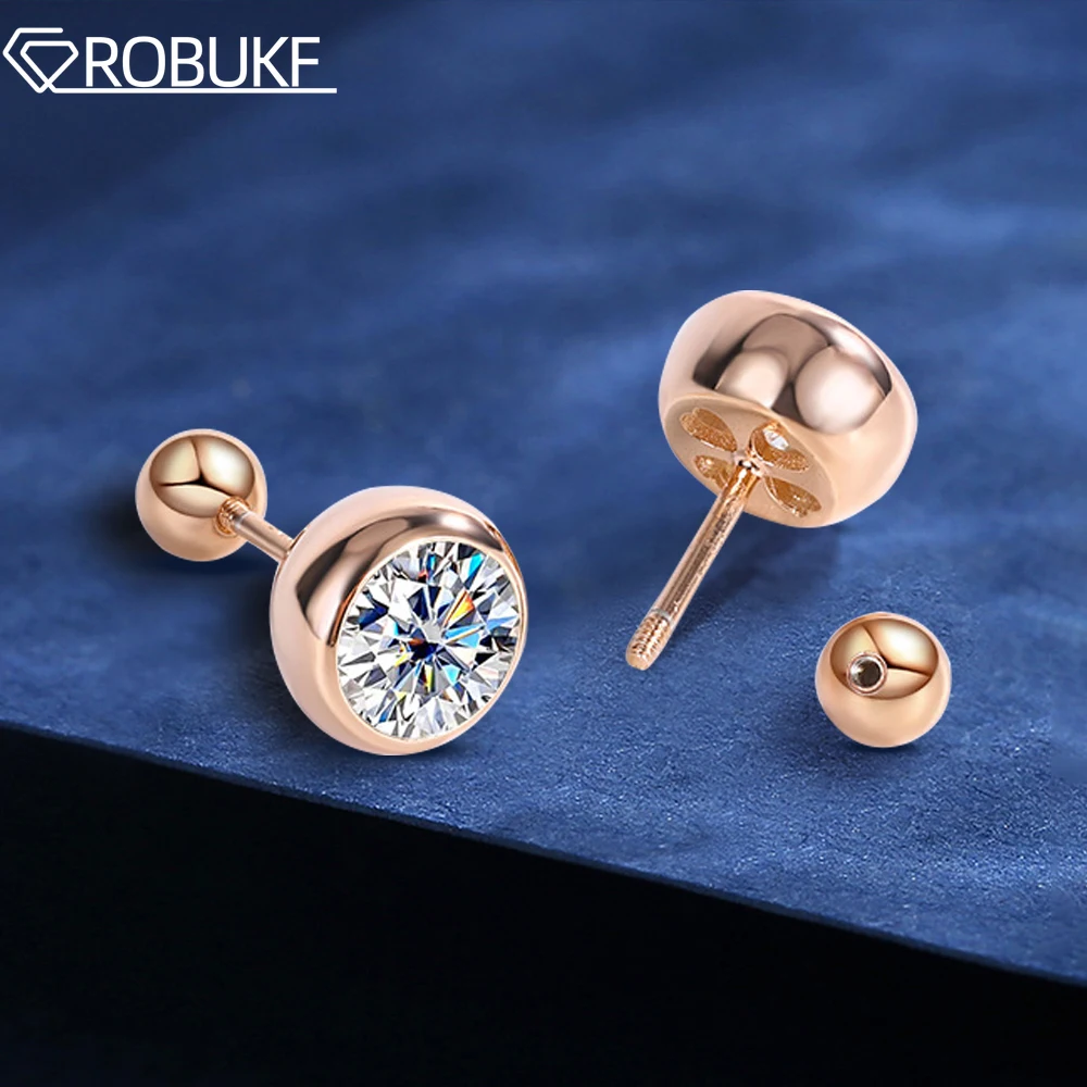 65mmDColorMoissaniteStudEarrings18KRoseGoldPlated100S925