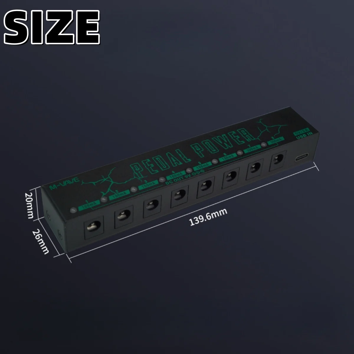 Guitar Pedal Power Supply M-VAVE PEDAL POWER 8 Isolated Pedalboard Power Supply Aluminium Alloy DC Output 9V Effect Pedal
