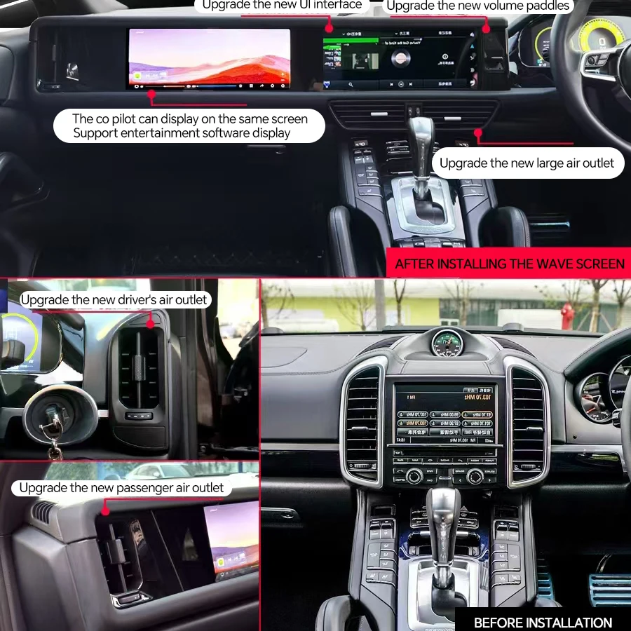 RHD Carplay For Porsche Cayenne 2010-2017 Dual Screen Intelligent System Android 13 Multimedia Player Stereo Car GPS Navigation - Image 2