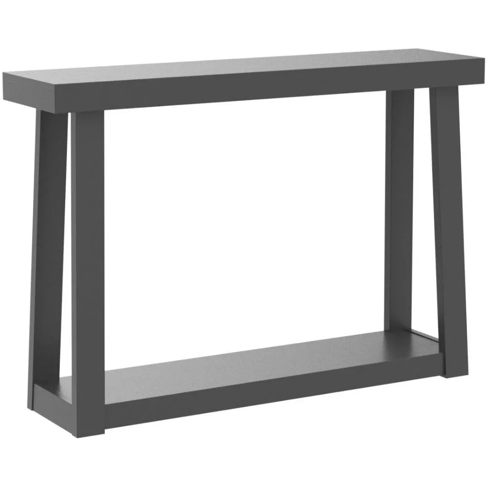 Solid Wood Console Table with Storage 46.25 Inch Sofa Table with Shelf Narrow Entryway Table for Hallway  Behind The Couch 4