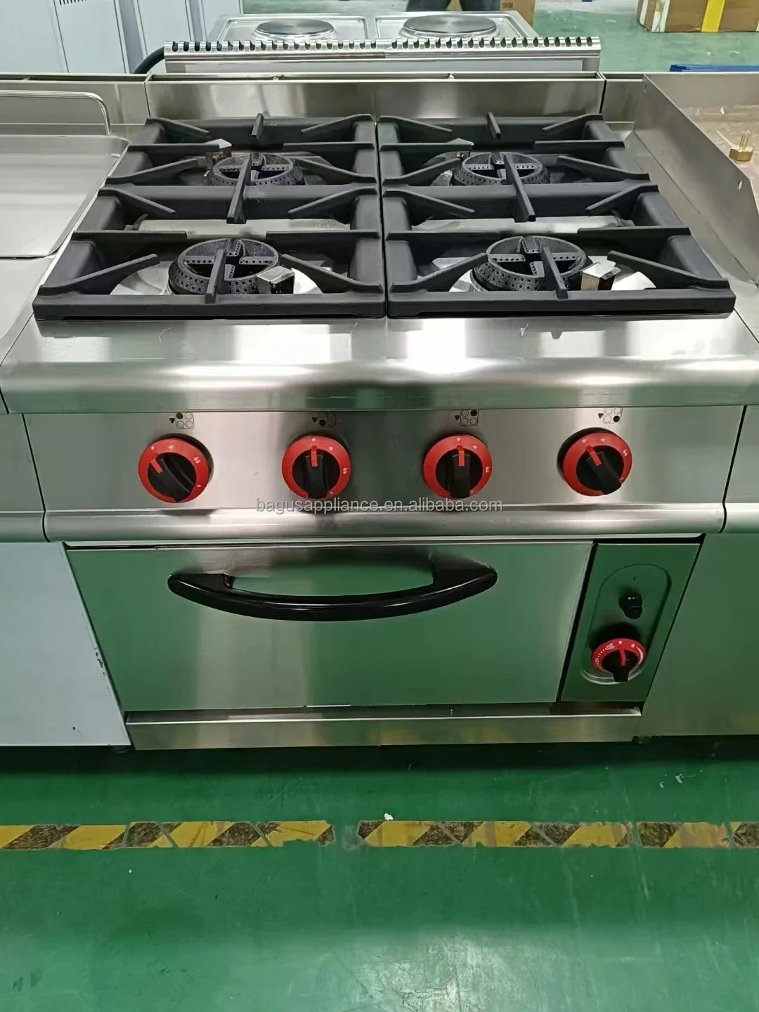 4 Burner Gas Stove With Oven Cooking Range Gas Oven Commercial Kitchen Equipment