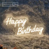 Happy Birthday Neon Sign LED Birthday Party Wall Decor ตกแต่งห้อง LED Light ป้ายนีออนไฟโคมไฟตกแต่งบ้าน USB-powered 5