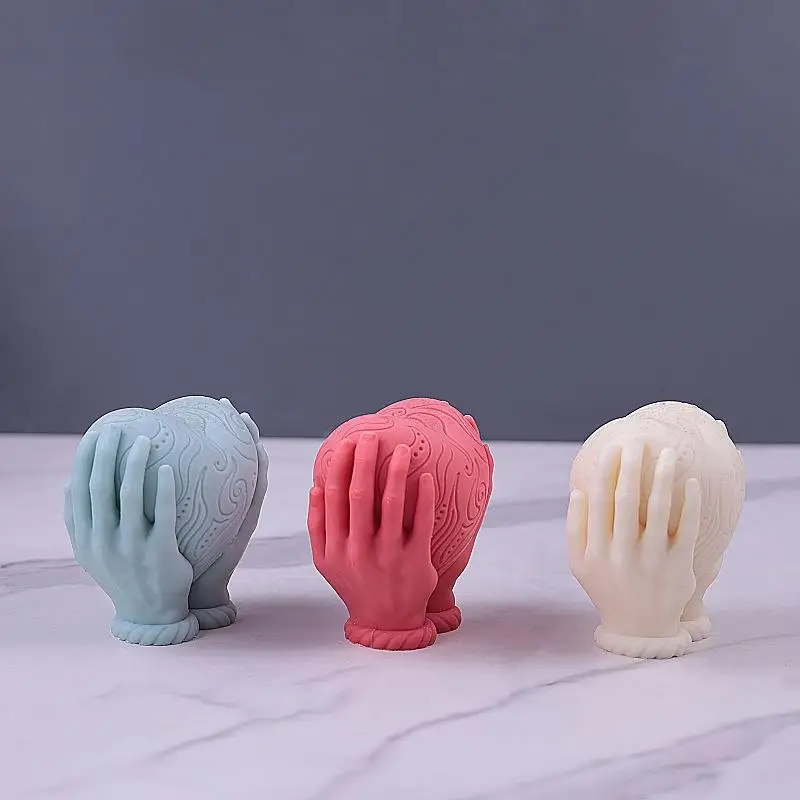 Silicone Mold Valentine's Day Silicone Candle Mold Hands Clasp The Heart Love DIY Gypsum Soap Resin Ice Mould Festivals Gifts Home Decor