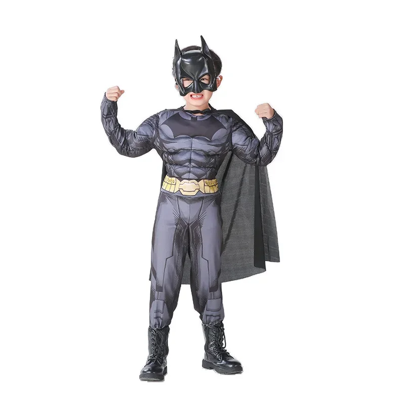 DC Batman Superhero Role Play Boys Girls Dress Up Suit Kids Carnival Cosplay Performance Costume Children Jumpsuit Mask Outfit images - 6