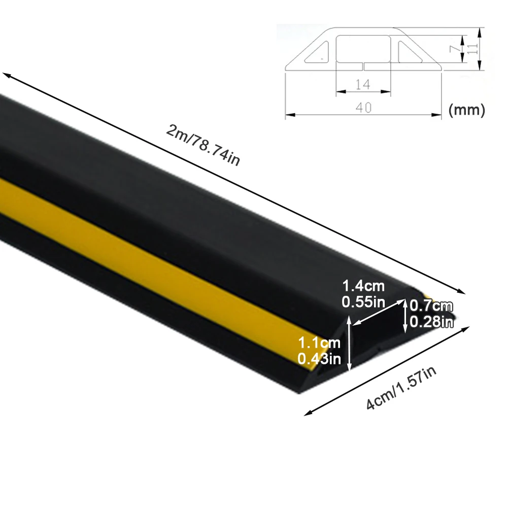 2m Floor Cable Cover Flexible PVC Home Office Self Adhesive Indoor Outdoor Wire Hider Workshop Practical Cuttable Protector tv cord cover