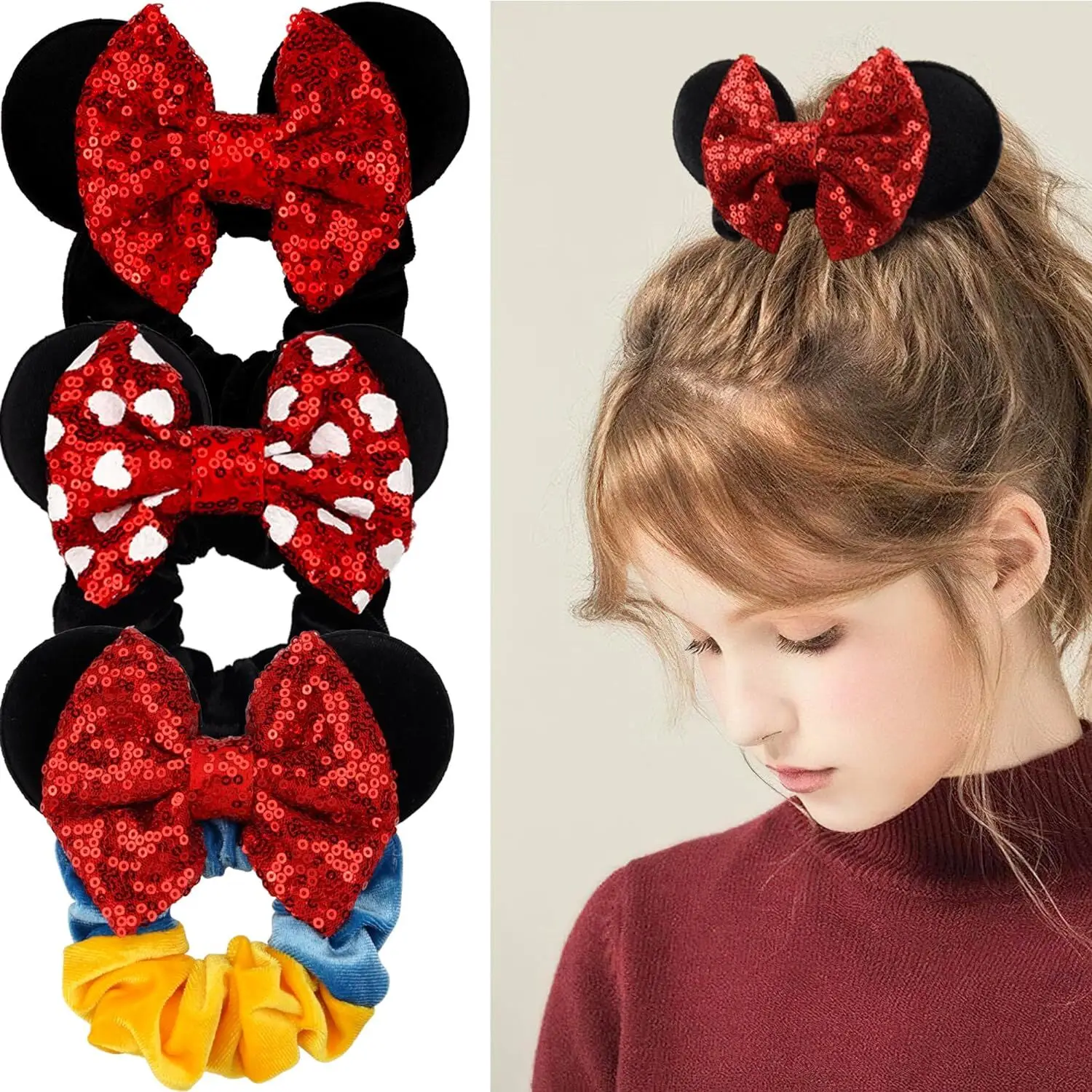 2024 neue Mode Maus Ohren Samt Haarband Mädchen Seil Pferdeschwanz Halter Weihnachten Stirnband Festival Elastische Haarband