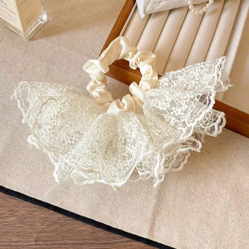 Women's Elegant Lace Double-Layer Hair Scrunchies - Sweet and Fashionable Kawaii Accessories