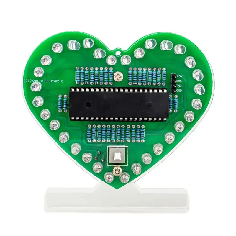 A34R PCB 납땜 연습 키트 DIY 키트 전자 다기능 하트 모양 LED 디지털 튜브 디스플레이 시계