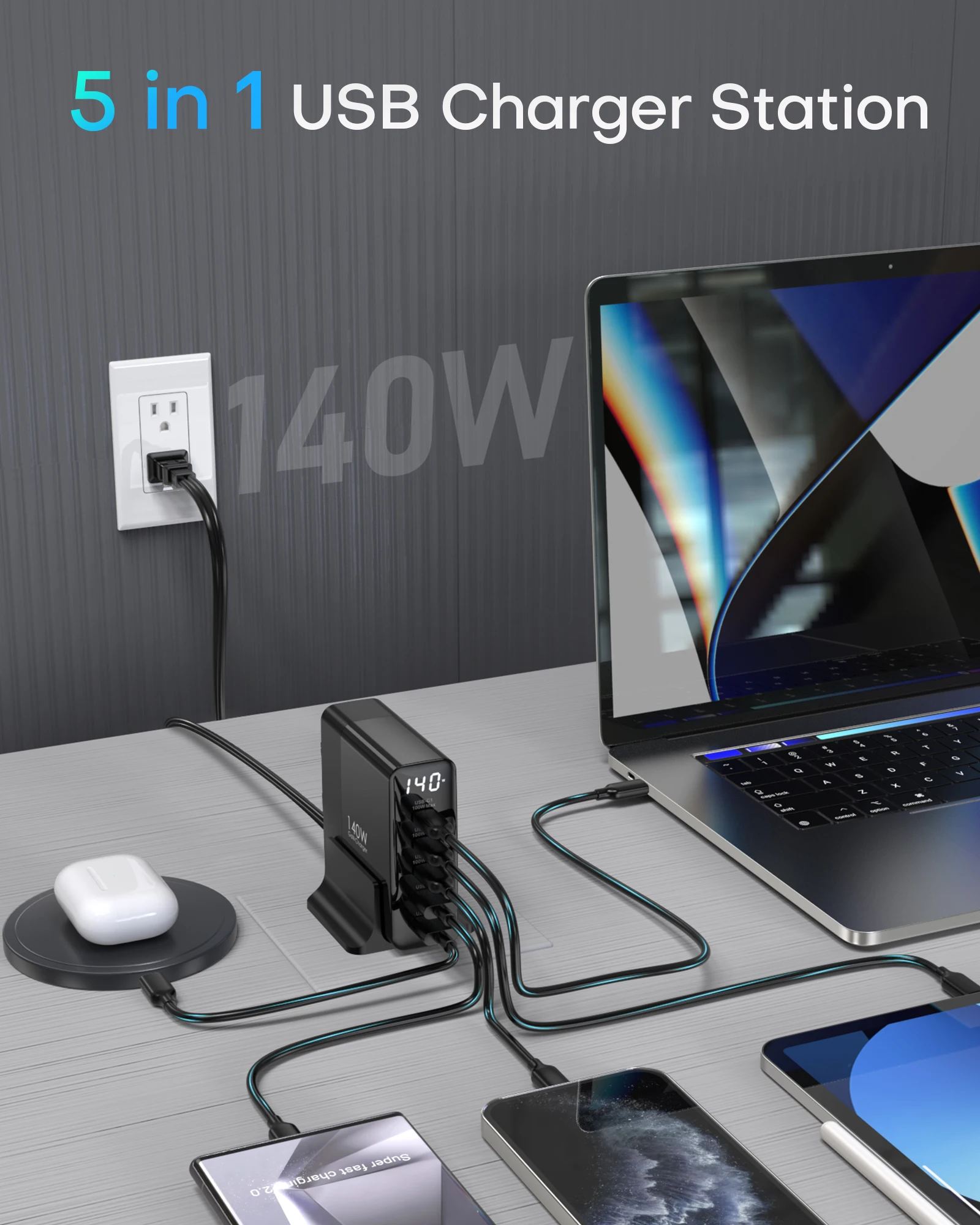 140W USB C Charging Station 4
