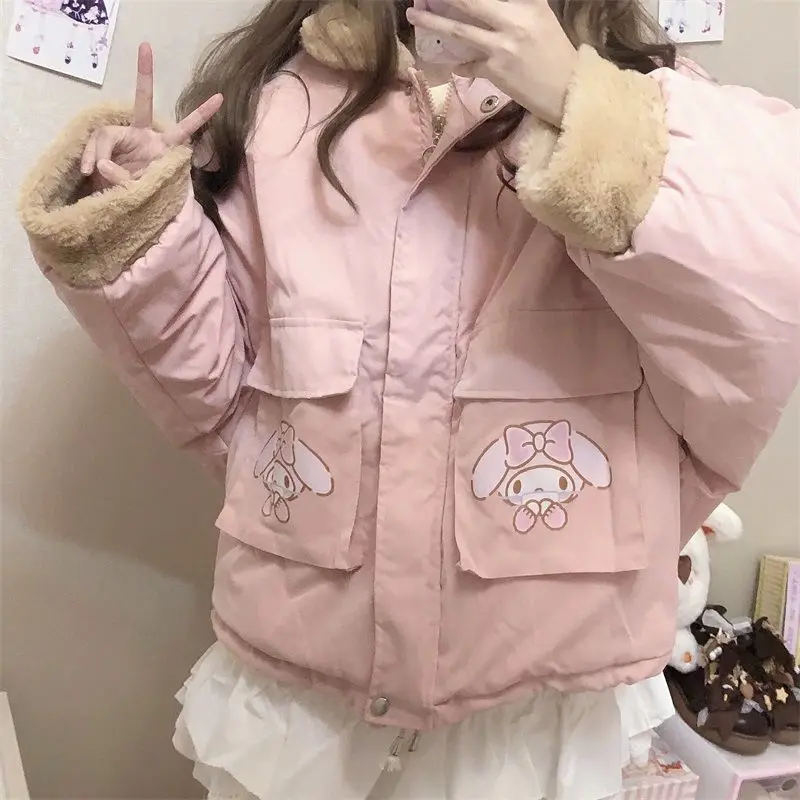 

Sanrio Cinnamoroll Cotton Clothes Kawaii Mymelody Jk Cotton Clothes Winter Thickened Melody Coat Wild Student Cotton Coat Gift