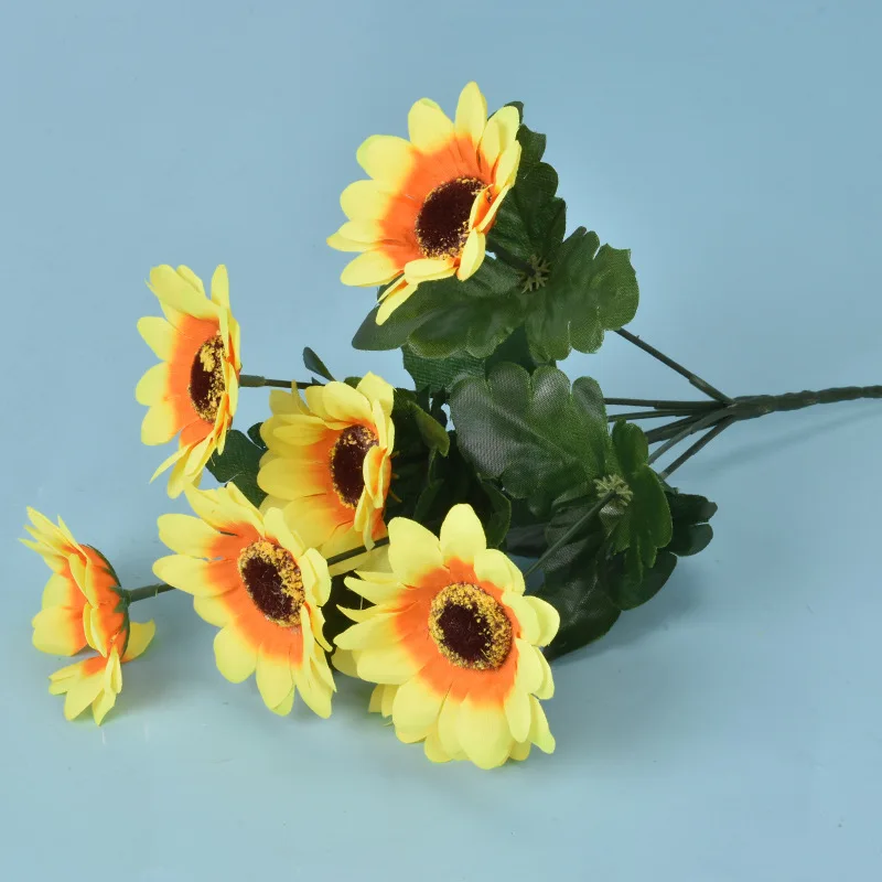 7 heads Artificial Sunflower Bouquet Silk Sunflower Fake Flower DIY Wedding Bouquets Centerpieces Arrangements Party Home Decor