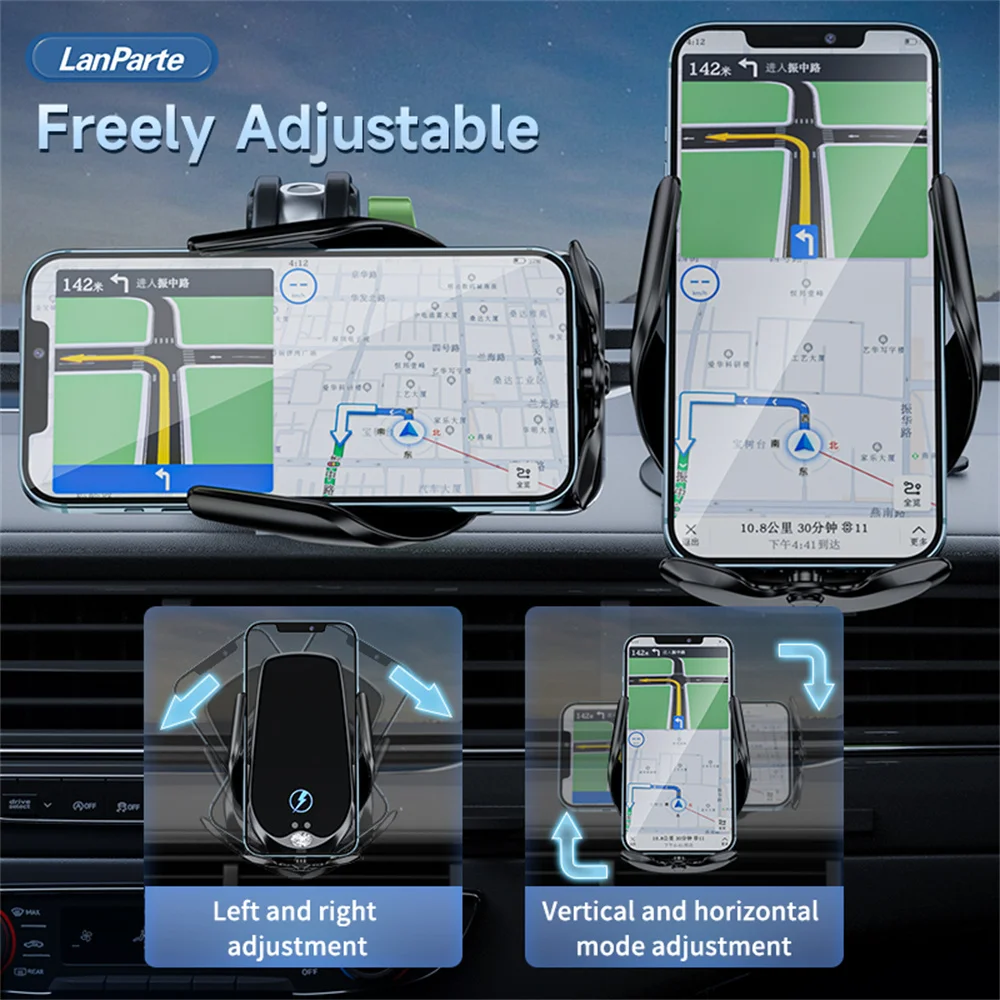 Upgrade 15W Car Phone Holder Wireless Charger Car Charger Stable Rotatable Air Vent Dashboard Phone Holder Car Charger Support