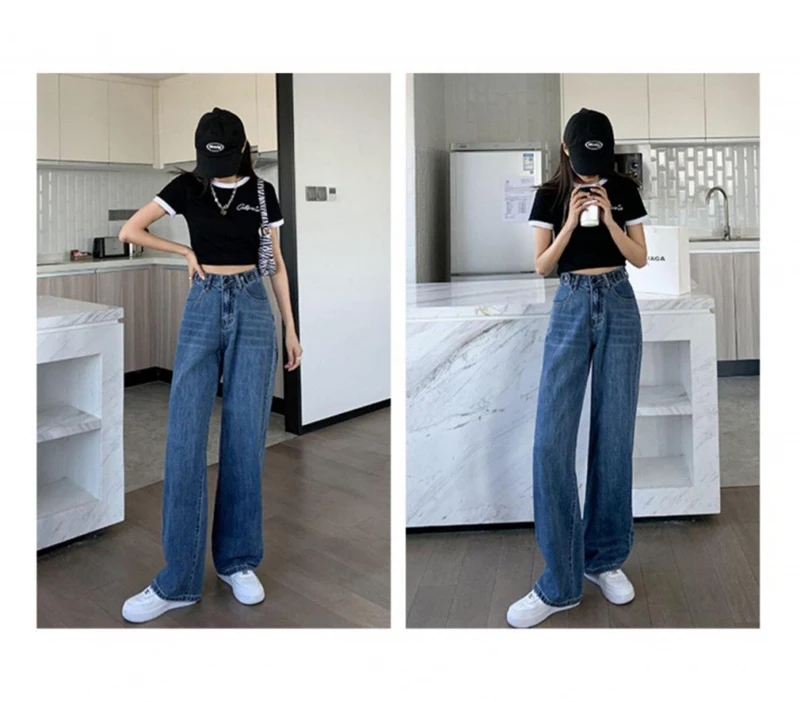 womens clothing Woman Jeans Casual High Waist Clothes Long Wide Leg Denim Clothing Blue Streetwear Vintage Fashion Harajuku Straight Jeans Pants tommy jeans