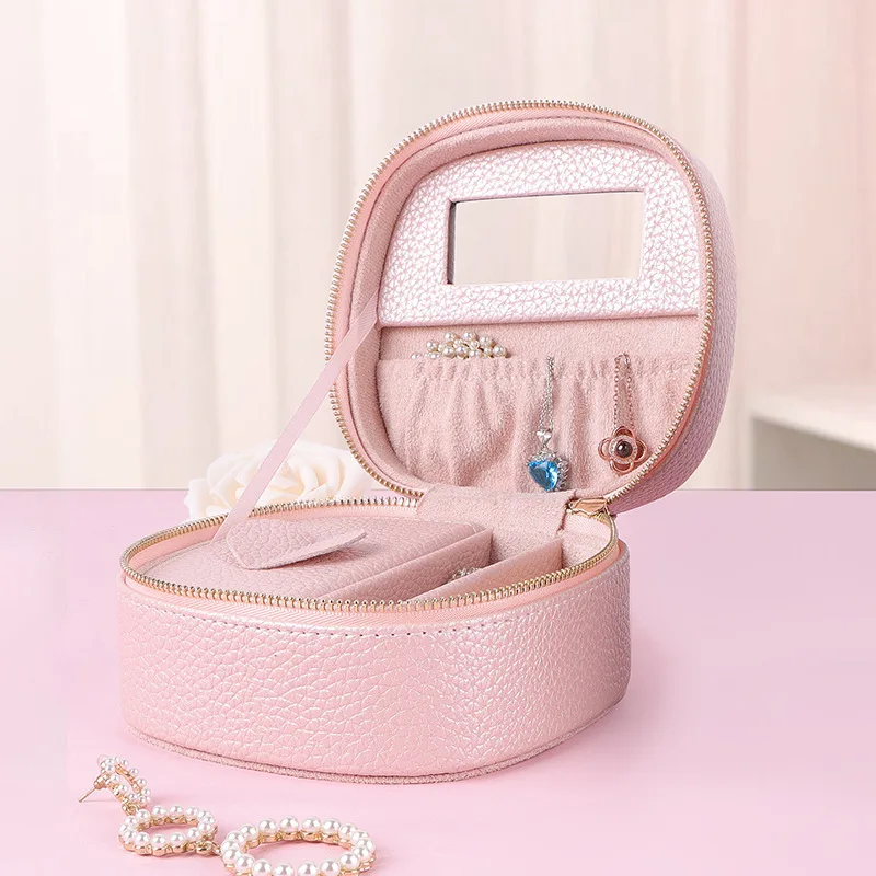 

Шкатулка для ювелирных изделий, органайзер для хранения косметики, кожаный дорожный Чехол с индивидуальным логотипом имени