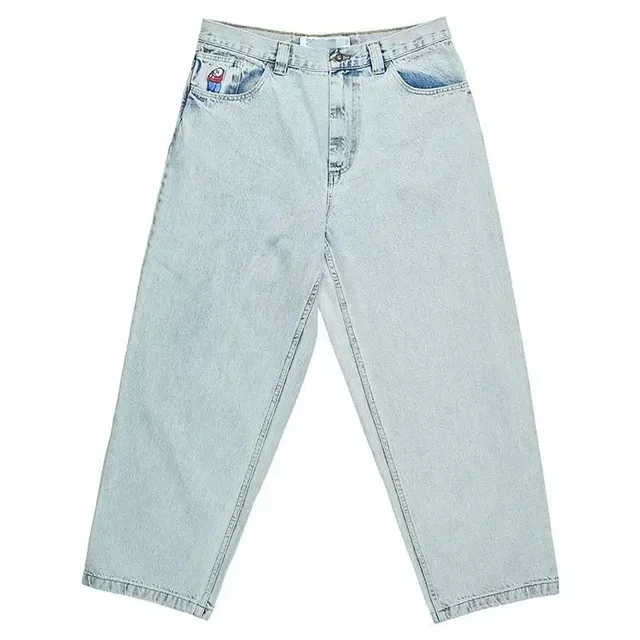 Polar Skate Co Big Boy Trendy Embroidered Pattern Jeans Men's Loose Straight Leg Dad Pants Wide Leg Skateboard Jeans