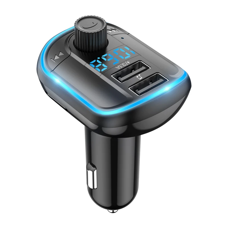 Car FM Transmitter Bluetooth 5.0 Adapter, MP3 Player, Handsfree Audio Receiver Dual USB Ports LED display Support SD/TF Card 029 