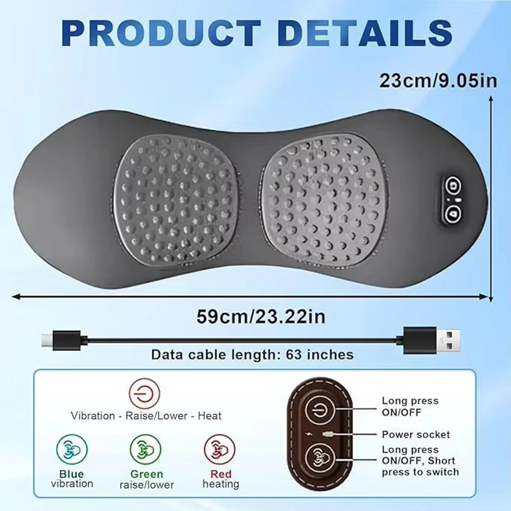NEW 3-in-1 Back Massager Heat Vibration for Back Pain Relief Herniated Disc Stretch Support Traction Lower Back Massage Pillow