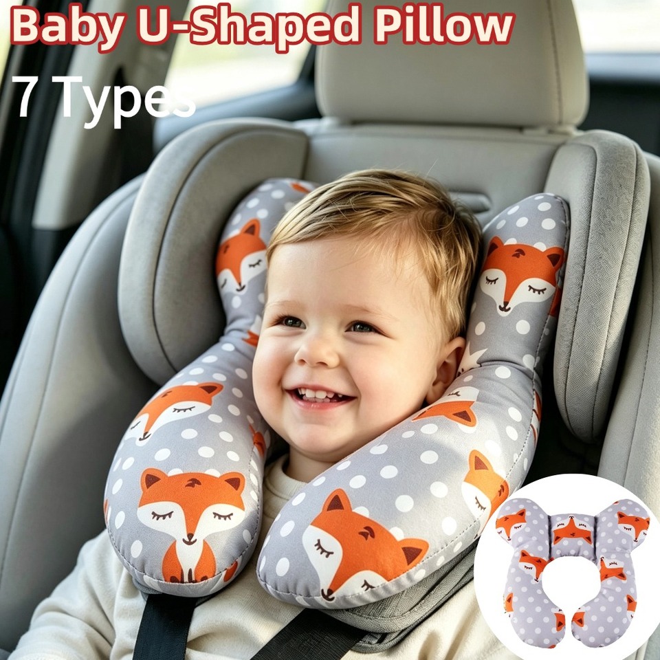  1Pcs Baby U Shaped Travel Neck Pillow Cartoon Stroller Pillow Head Support Cushion  Kids Sleep Pillow For Car Seat Stroller 