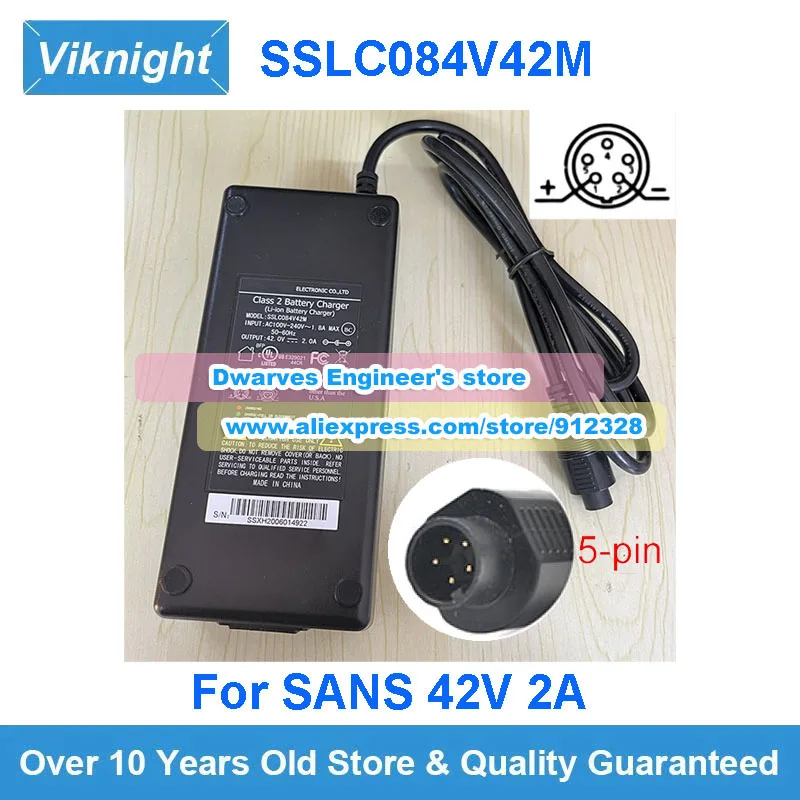 Chargeur 42V / 2A Pour Batterie 36V - Modèle SSLC084V42M - Prise Trapèze 5 Broches - Marque PowerSmart - Neuf