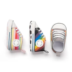 Baskets de sport classiques en toile colorée pour nouveau né, chaussures de premiers pas pour bébé, chaussures à semelle souple, nouvelle collection printemps automne 