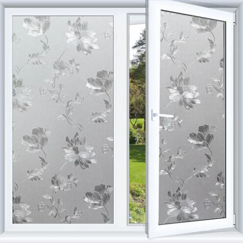Hibiscus Static Privacy Window Film Vinyl Static Decorative Self Adhesive UV Resistant Heat Control Stickers window film window privacy film adhesive vinyl window tint sticker adhesive vinyl stickers adhesive vinyl film