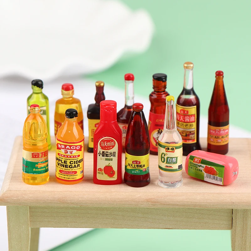 5Pcs Dollhouse Simulation Miniature Landscape Condiment Cute Miniature Dollhouse Supermarket Food Snacks Mini Cake Wine Drink 3