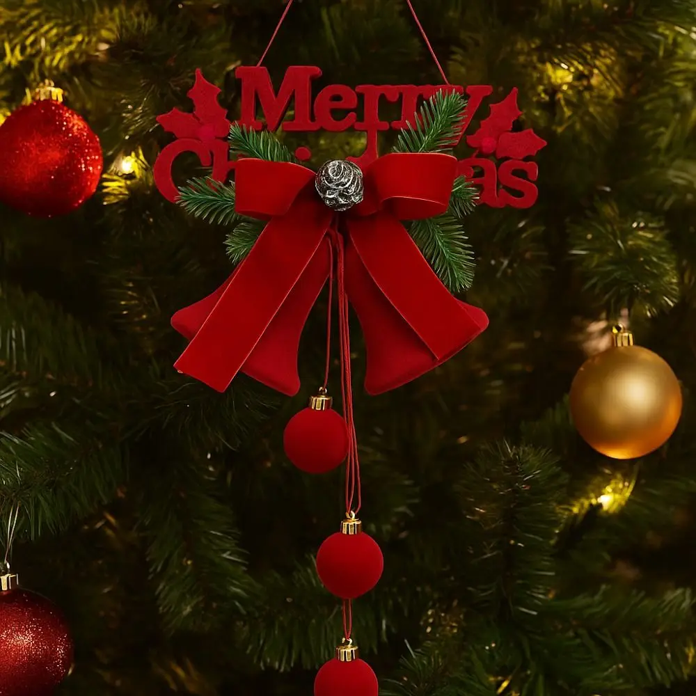 Flocked Christmas Bell Ornament Nordic Style Delicate Christmas Hanging Ornaments Handcrafted Christmas Tree Decoration