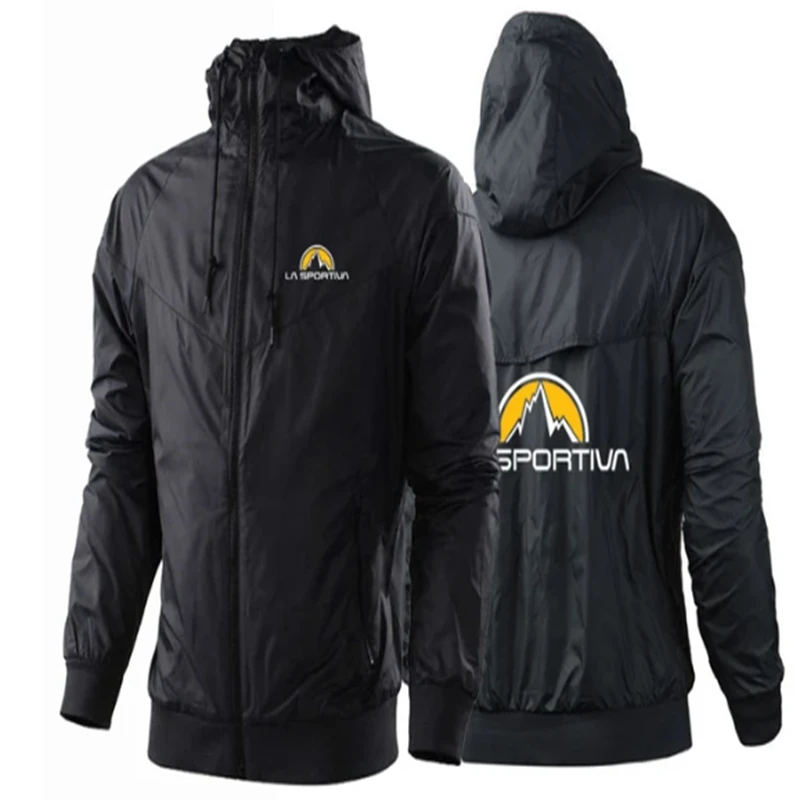 NEW leisure Men Spring Autumn La Sportiva Logo Thin Stly Hooded Waterproof Sport Hight Quality Color Windbreaker Jacket Coats 2