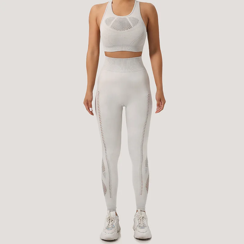 Ensemble De Sport 2 Pièces Pour Femmes - Orange Pants - Sans Couture