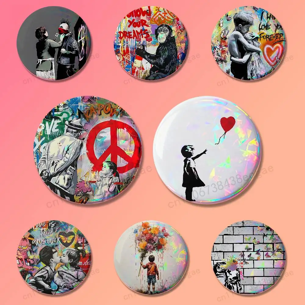 Street Graffiti Art Round Cosplay Pin - Unique Collector's Brooch Souvenir Badge Gift