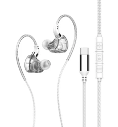 Premium Type - C Wired Headphones with HiFi Bass & Stereo Sound, In - Ear Earbuds with Mic and Sports Subwoofer Audio Experience (USB C4 White Hifi)