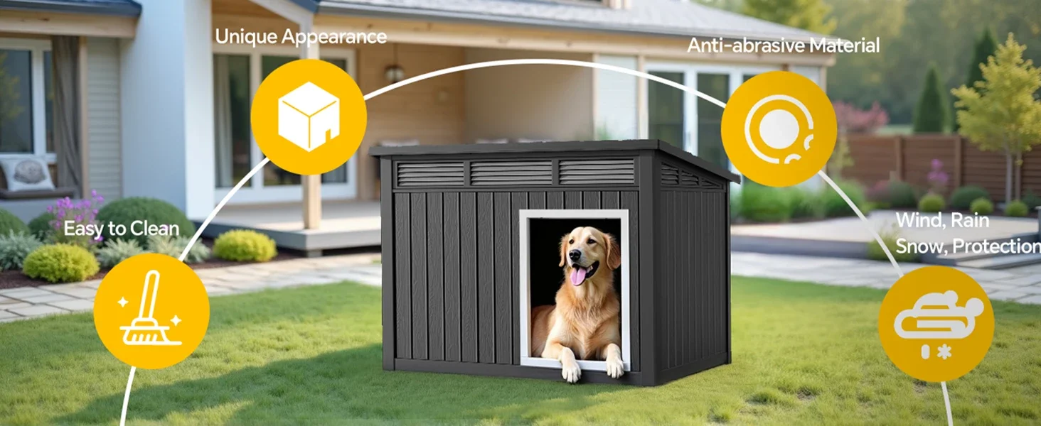 DRATO Dog House for Both Indoor and Outdoor with Weatherproof Roof Removable Floors