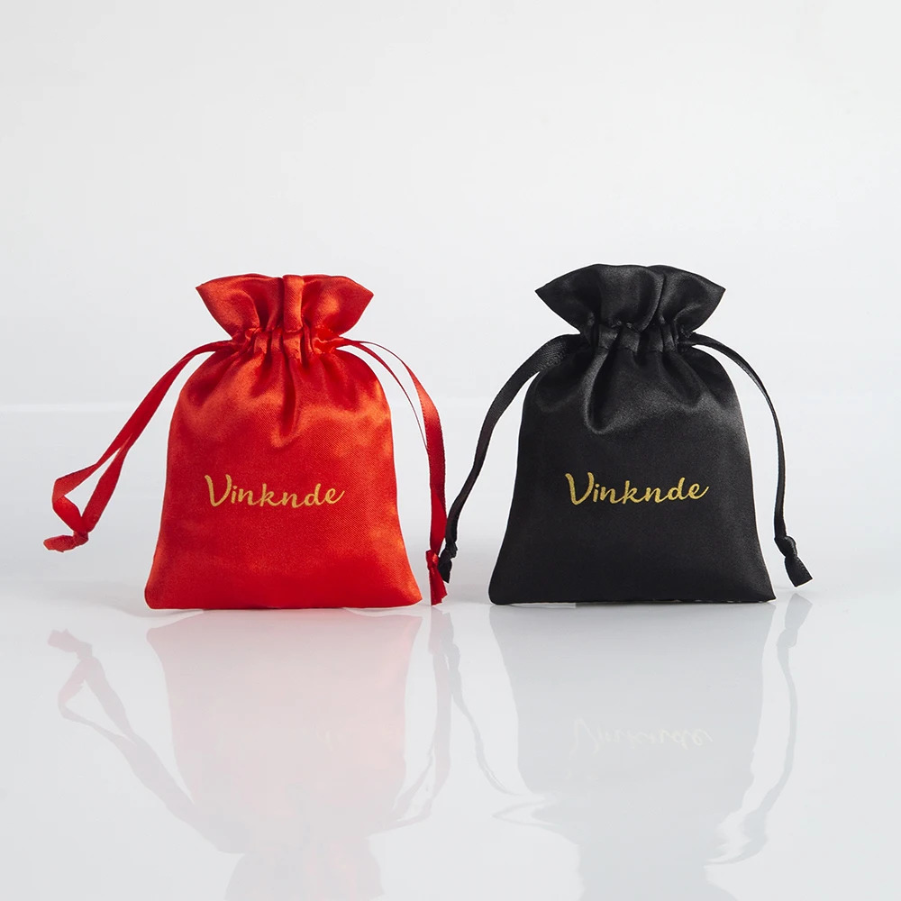 50-pack Satin Gift Bags Custom Logo Sack All size Watch Perfume Eyelashes Makeup Necklace Drawstring Pouches Jewelry Sachets
