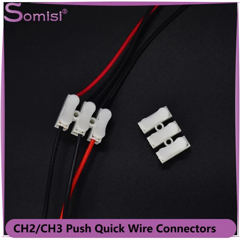 Ch2/Ch3 Push Quick Splice Wire Connector Resistente Alle Alte Pressioni 2Pin 3Pin 10A 220V Terminale Di Cablaggio Del Cavo Bianco