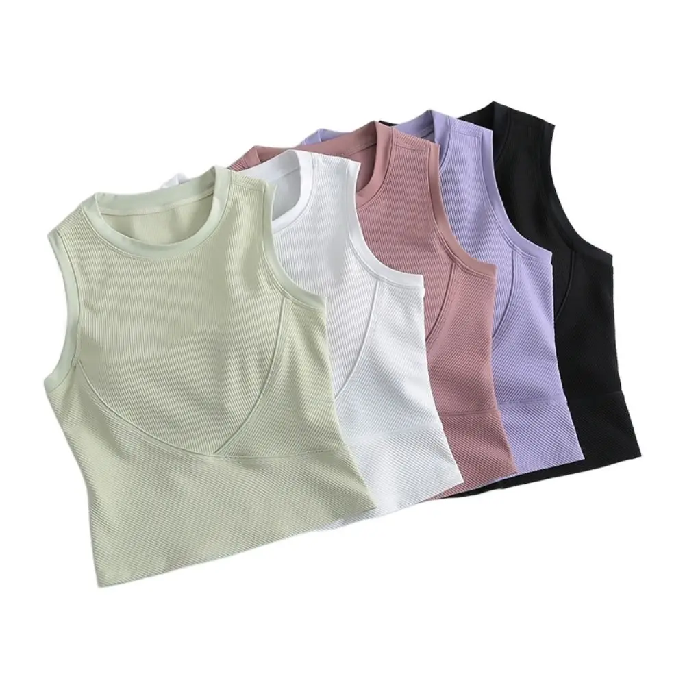 

Removable Padded Sports Bras Trendy Sleeveless Full Coverage Racerback Premium Quality Shirts Workout